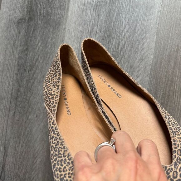 Lucky Brand Leather Flats Alva Leopard Print 10.5 Women’s Shoes - Picture 7 of 9